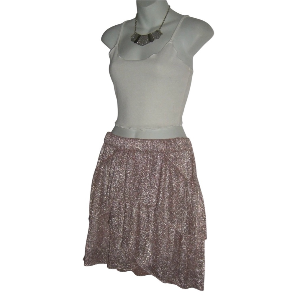 IRO Paris Skirt Pink Silver Metallic Ruffle y2k Kawaii Coquette McBling Fairy M - Picture 4 of 10
